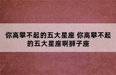 你高攀不起的五大星座 你高攀不起的五大星座啊狮子座